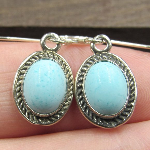 Jewelry - Sterling Silver Stone Light Blue Earrings Vintage